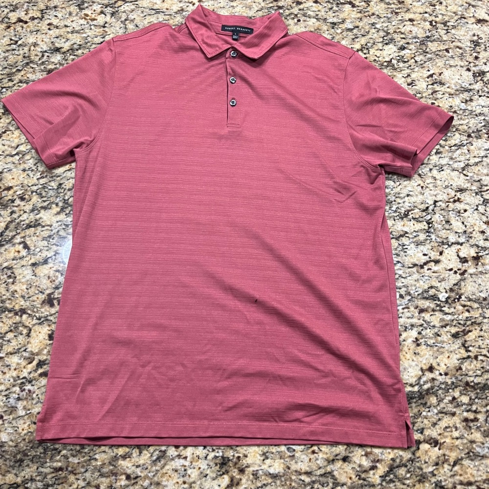 Robert Barakett Mens Large Polo Shirt‎ Short Sleeve Rose Pink Textured Casual L